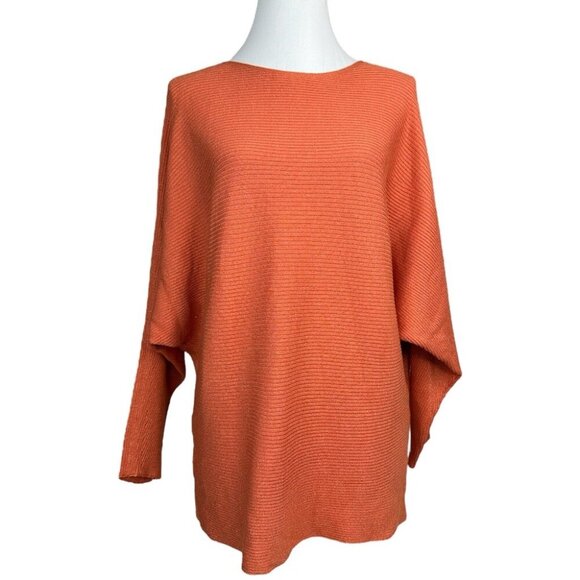 Chico’s Women’s NWT Orange Metallic Ribbed Banteau 3/4 Sleeve Sweater 4/XXL/C44 - Picture 1 of 13